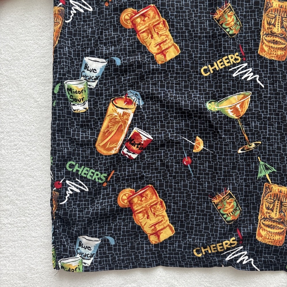 Utility Tiki Cocktail Shirt Mens Medium Black Rayon Short Sleeve Button Down - Picture 15 of 16